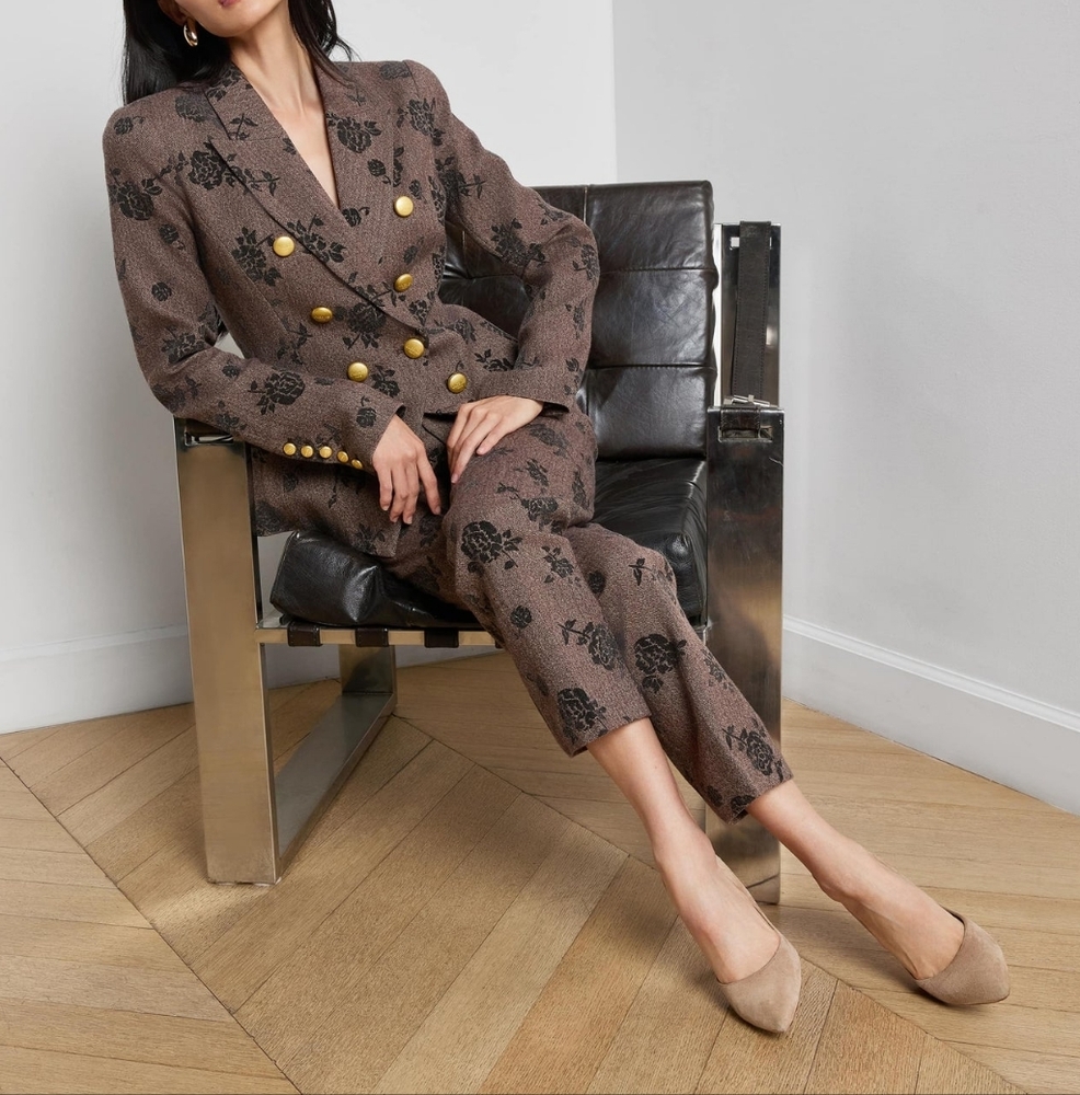 L'AGENCE Bethany Flocked Herringbone Blazer - Picture 6 of 12